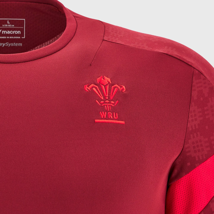 Macron Wales Rugby Long Sleeve Poly Tee Dark Red 2025/26 - Rugbystuff.com