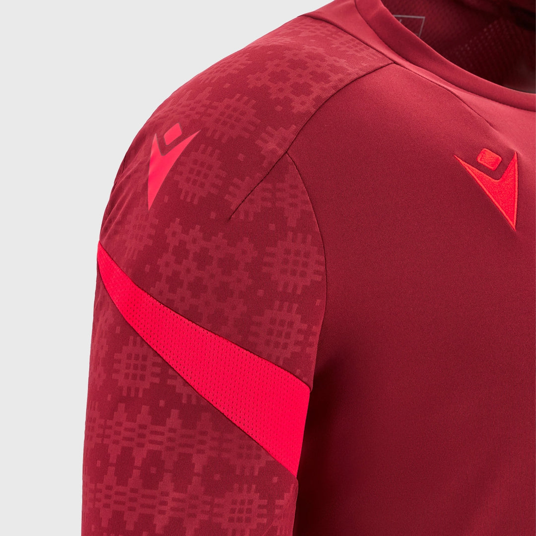 Macron Wales Rugby Long Sleeve Poly Tee Dark Red 2025/26 - Rugbystuff.com