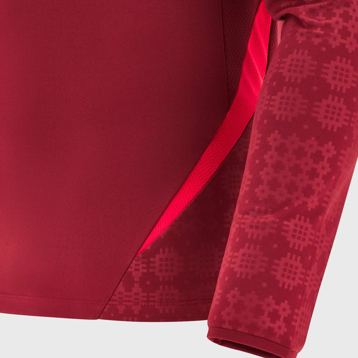 Macron Wales Rugby Long Sleeve Poly Tee Dark Red 2025/26 - Rugbystuff.com