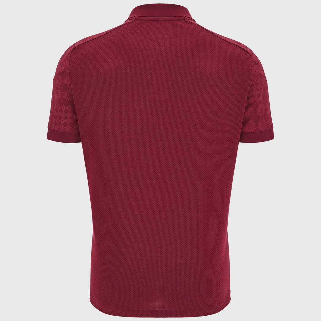 Macron Wales Rugby Travel Polo Shirt Dark Red 2025/26 - Rugbystuff.com