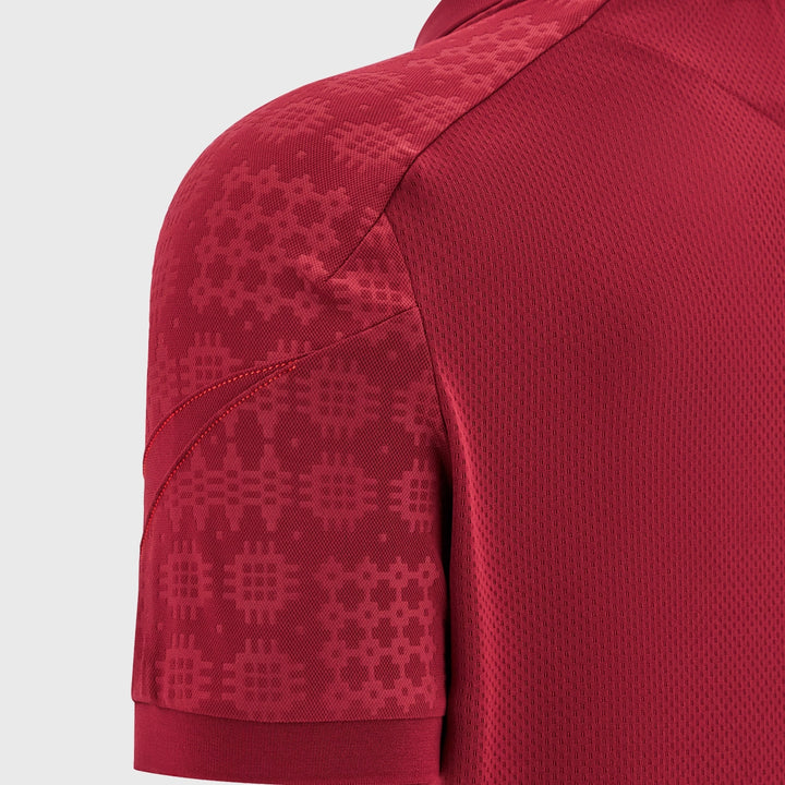 Macron Wales Rugby Travel Polo Shirt Dark Red 2025/26 - Rugbystuff.com