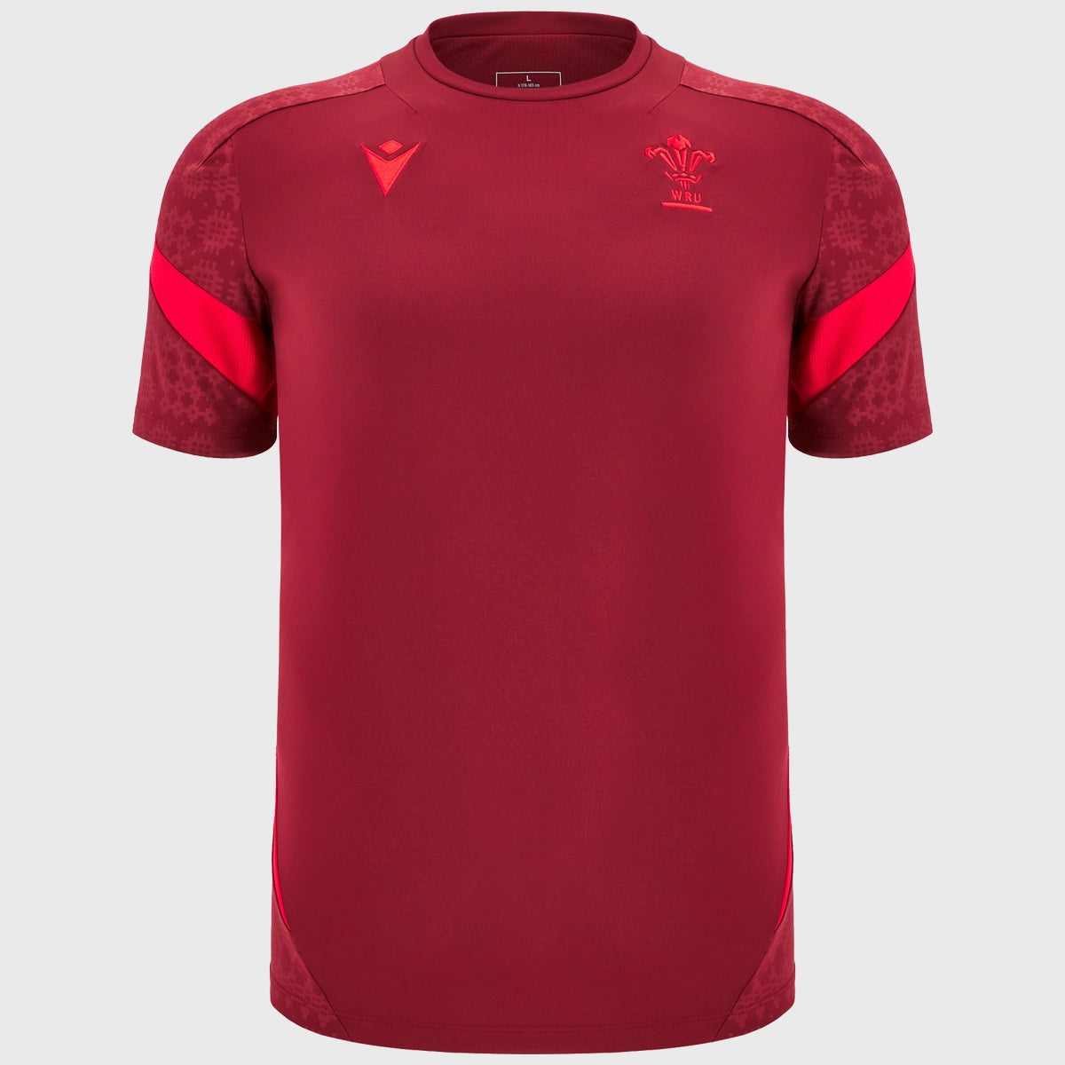 Macron Wales Rugby Poly Tee Dark Red 2025/26 - Rugbystuff.com