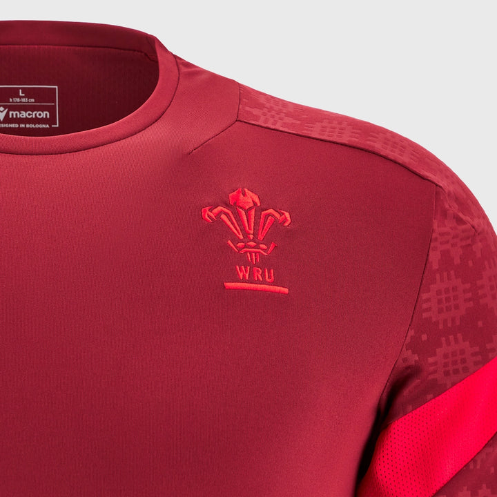 Macron Wales Rugby Poly Tee Dark Red 2025/26 - Rugbystuff.com