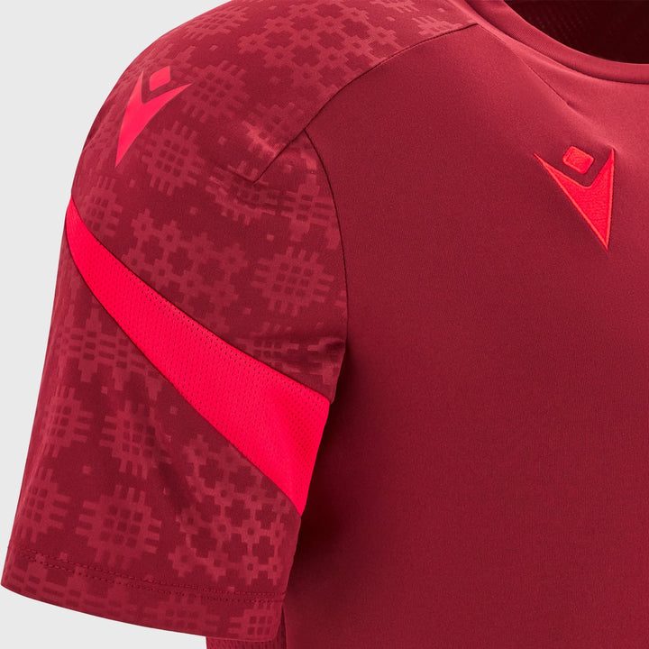 Macron Wales Rugby Poly Tee Dark Red 2025/26 - Rugbystuff.com
