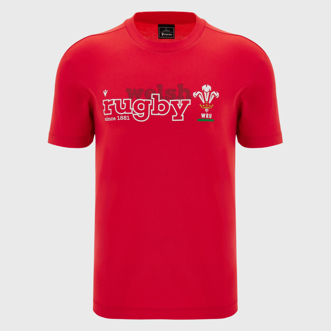 Macron Wales Rugby Fan Cotton Tee Red 2026/27
