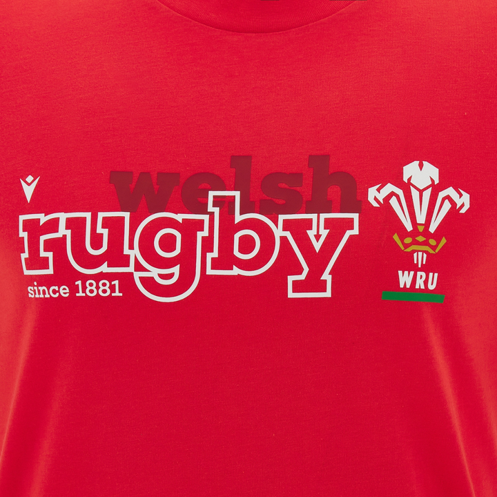 Macron Wales Rugby Fan Cotton Tee Red 2026/27