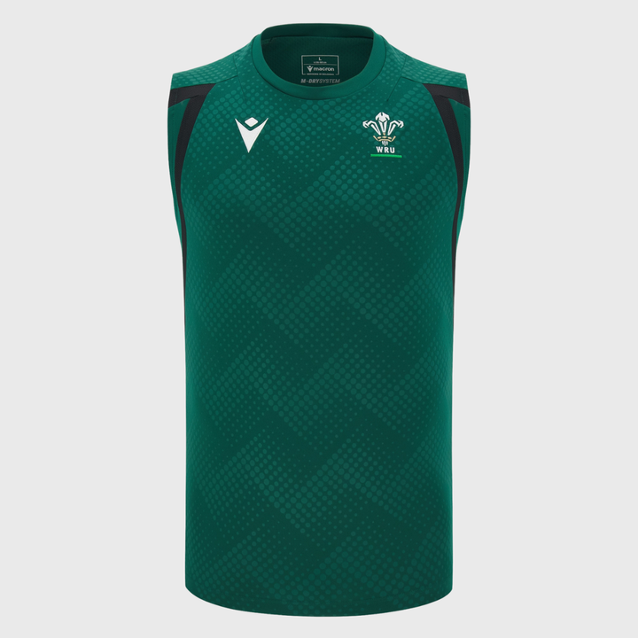 Macron Wales Rugby Sleeveless Tee Green/Black 2026/27