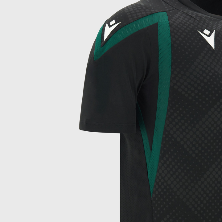 Macron Wales Rugby Poly Tee Black/Green 2026/27