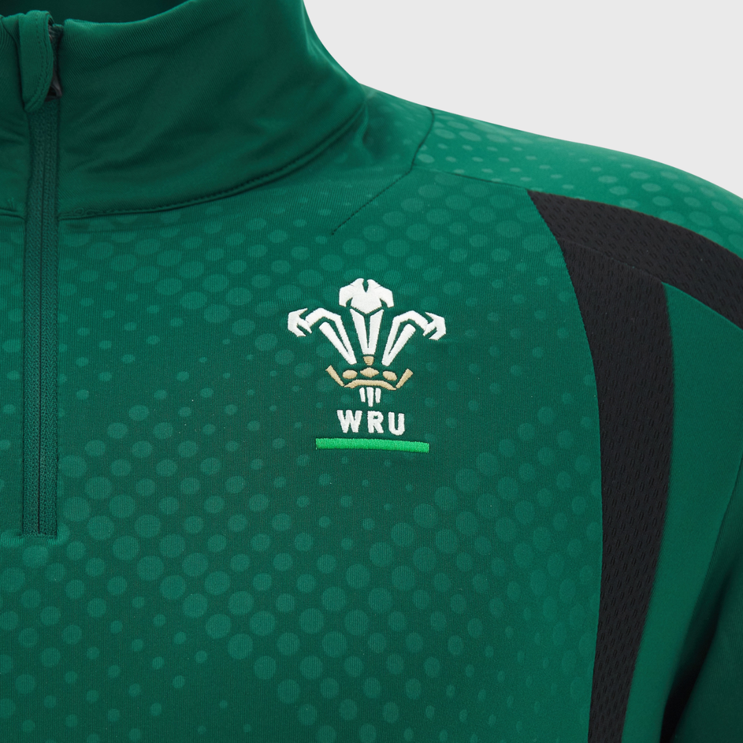 Macron Wales Rugby 1/4 Zip Training Top Green 2026/27