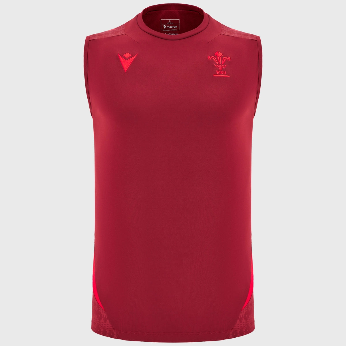 Macron Wales Rugby Sleeveless Poly Tee Dark Red 2025/26 - Rugbystuff.com