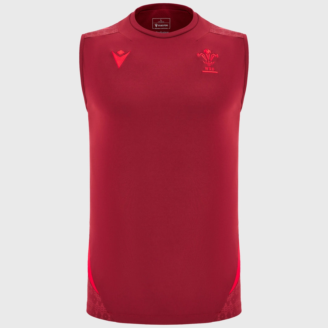 Macron Wales Rugby Sleeveless Poly Tee Dark Red 2025/26 - Rugbystuff.com