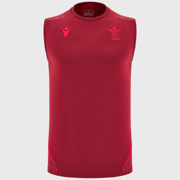 Macron Wales Rugby Sleeveless Poly Tee Dark Red 2025/26 - Rugbystuff.com