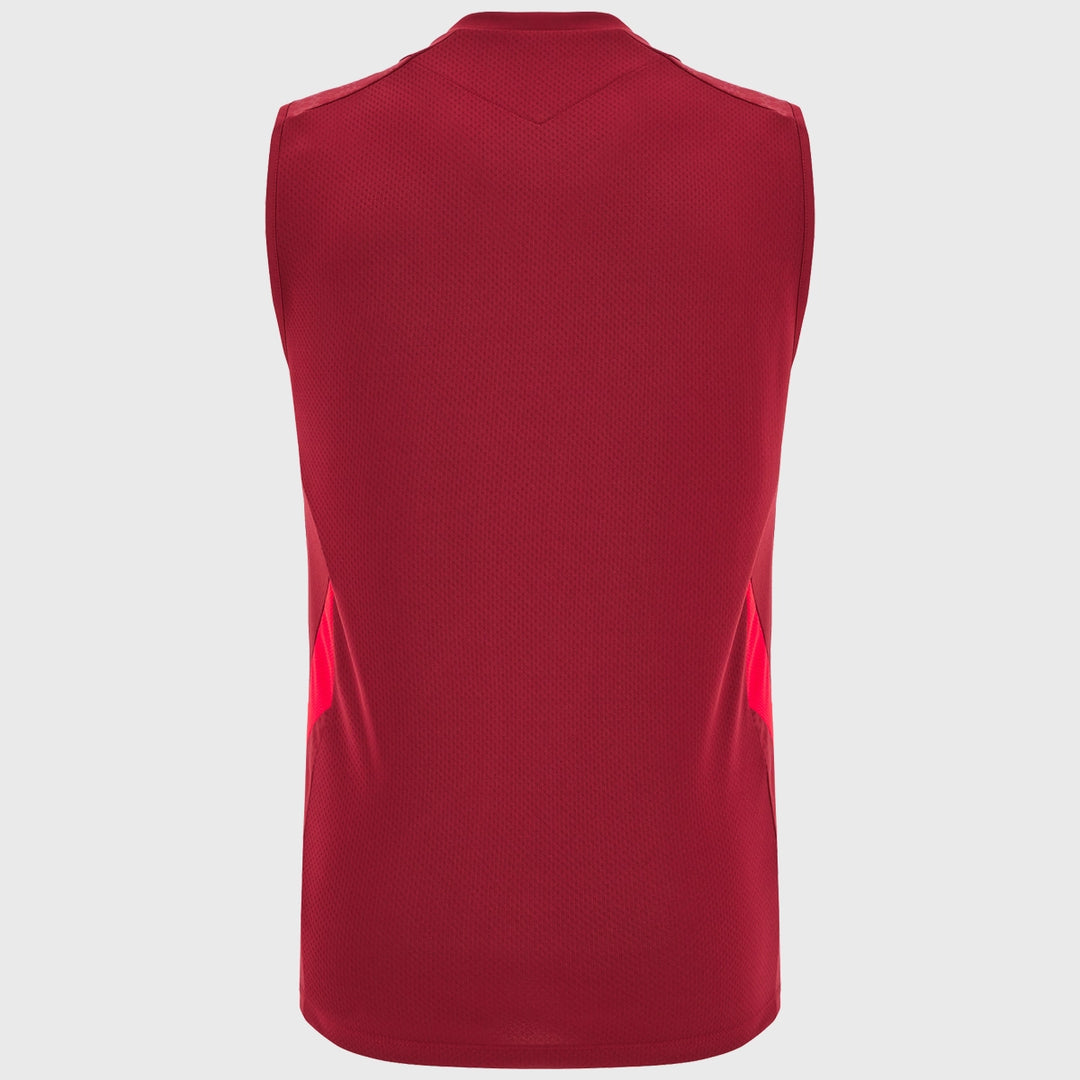 Macron Wales Rugby Sleeveless Poly Tee Dark Red 2025/26 - Rugbystuff.com