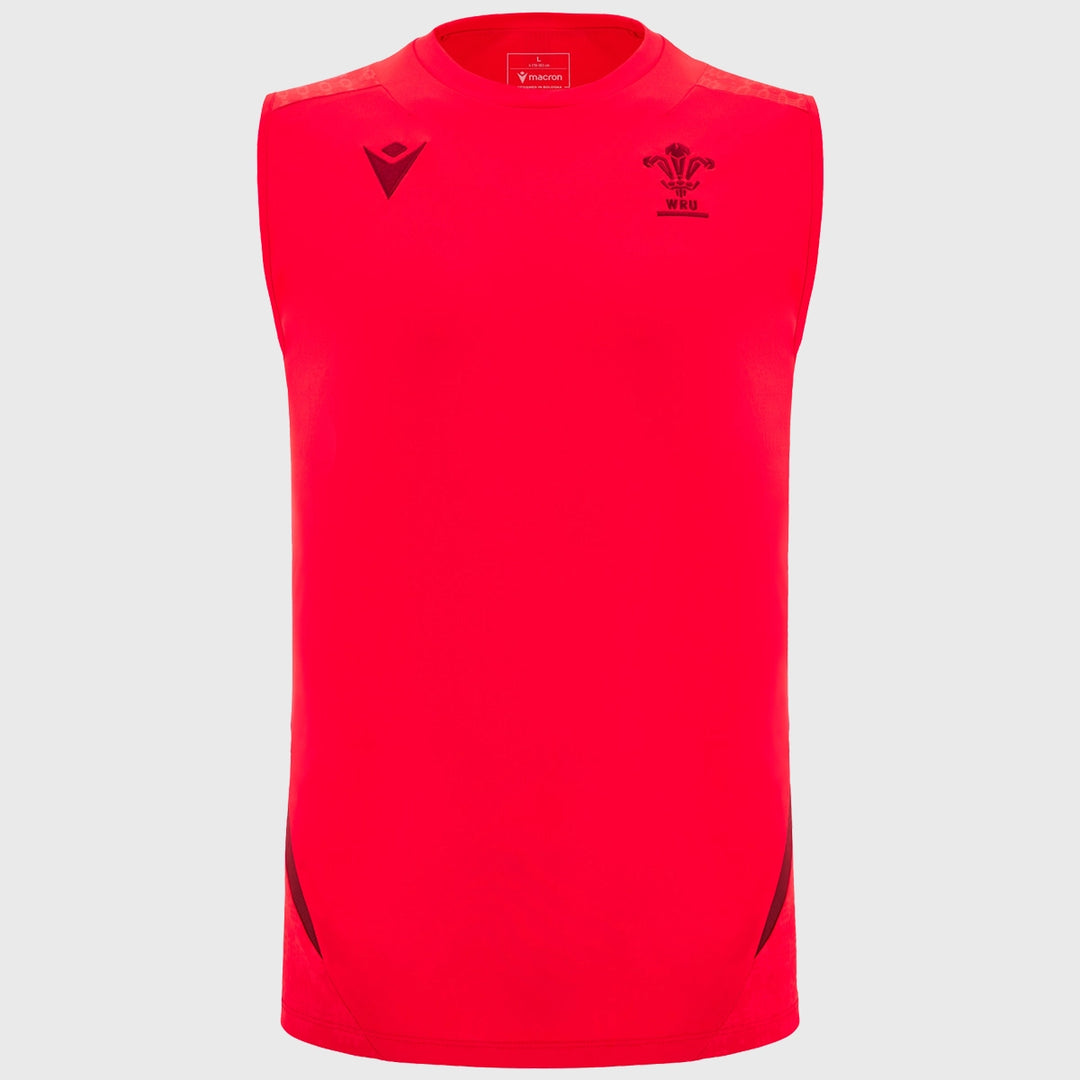 Macron Wales Rugby Sleeveless Poly Tee Red 2025/26 - Rugbystuff.com