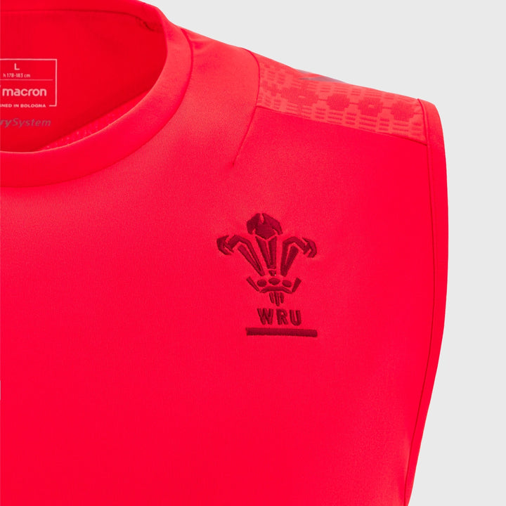 Macron Wales Rugby Sleeveless Poly Tee Red 2025/26 - Rugbystuff.com