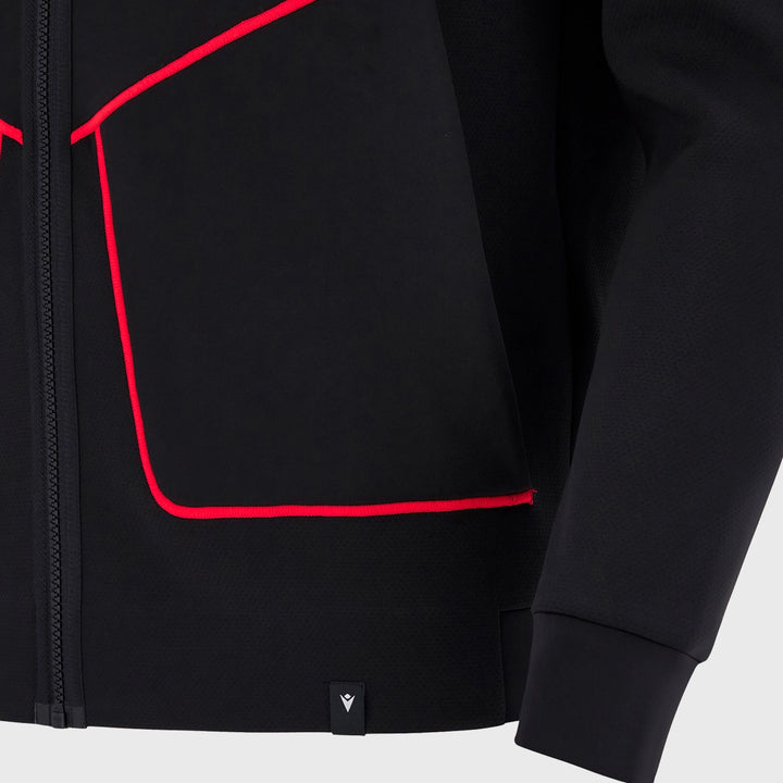 Macron Wales Rugby Travel Tech Hoody Black 2025/26 - Rugbystuff.com