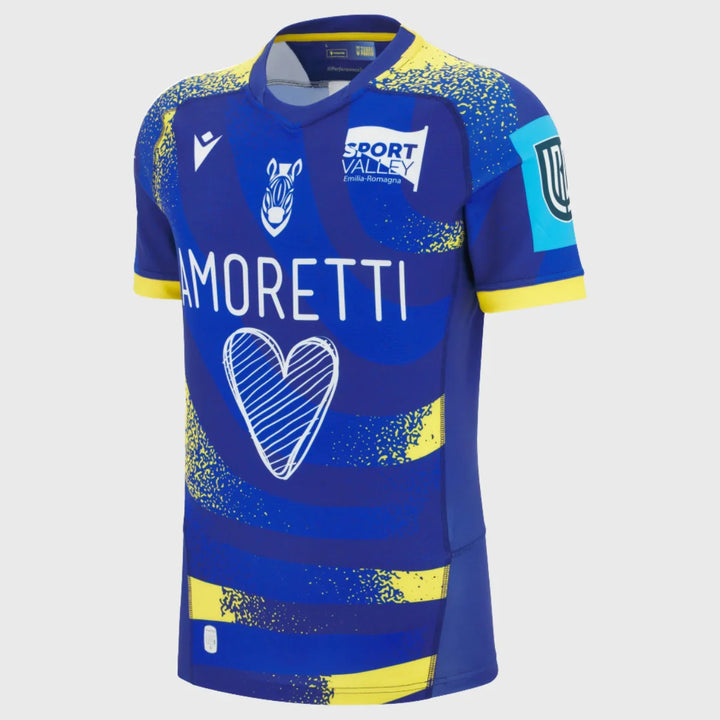 Macron Zebre Home Slim Fit Rugby Shirt 2025/26 - Rugbystuff.com