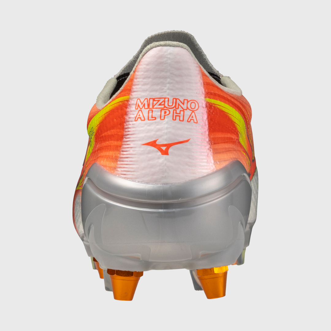 Mizuno α Alpha III Elite Mix Rugby Boots White/Lava Orange/Evening Primrose - Rugbystuff.com
