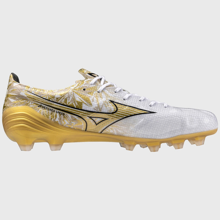 Mizuno α Alpha Elite MD Rugby Boots White/Gold - Rugbystuff.com