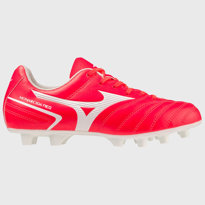 Mizuno Monarcida Neo II Select Junior Rugby Boots Fiery Coral - Rugbystuff.com