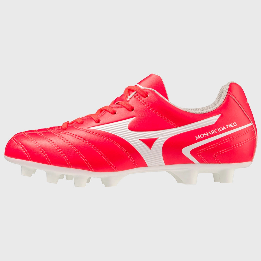 Mizuno Monarcida Neo II Select Junior Rugby Boots Fiery Coral - Rugbystuff.com