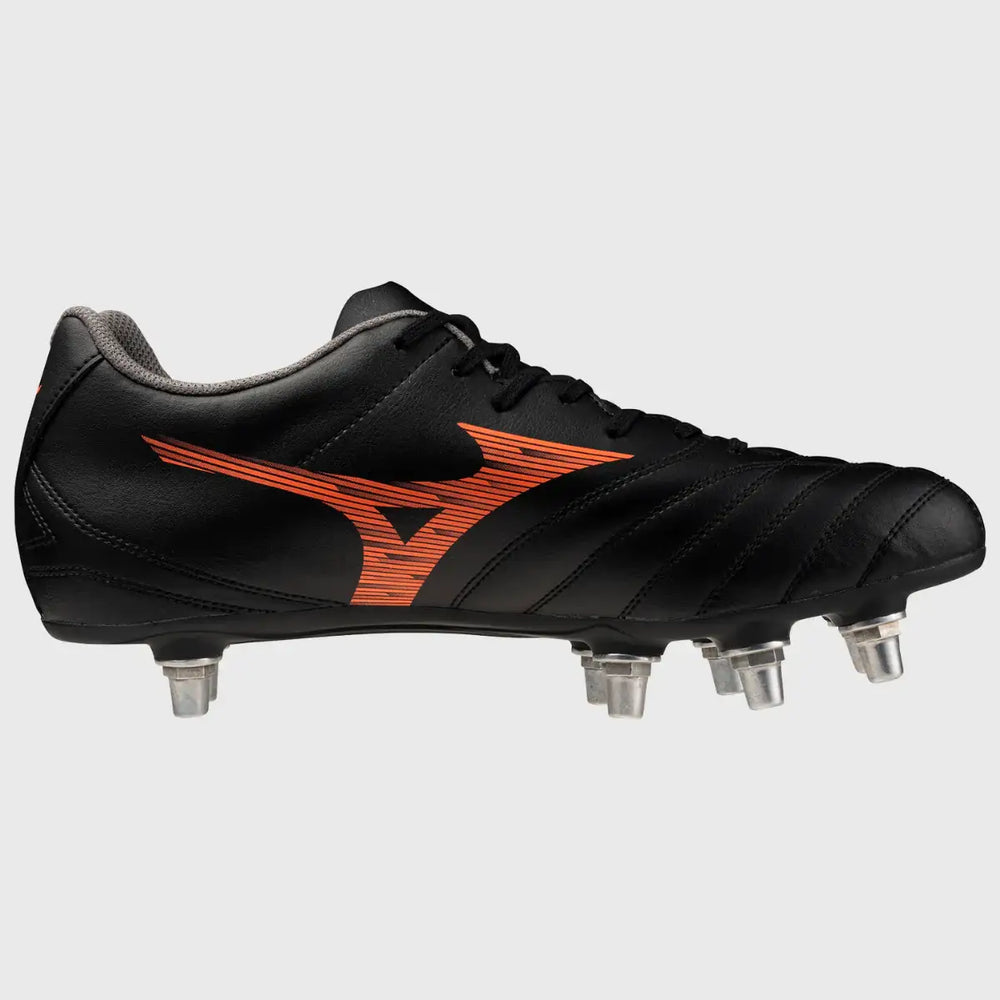 Mizuno Monarcida Neo III SI Rugby Boots Black/Lava Orange - Rugbystuff.com