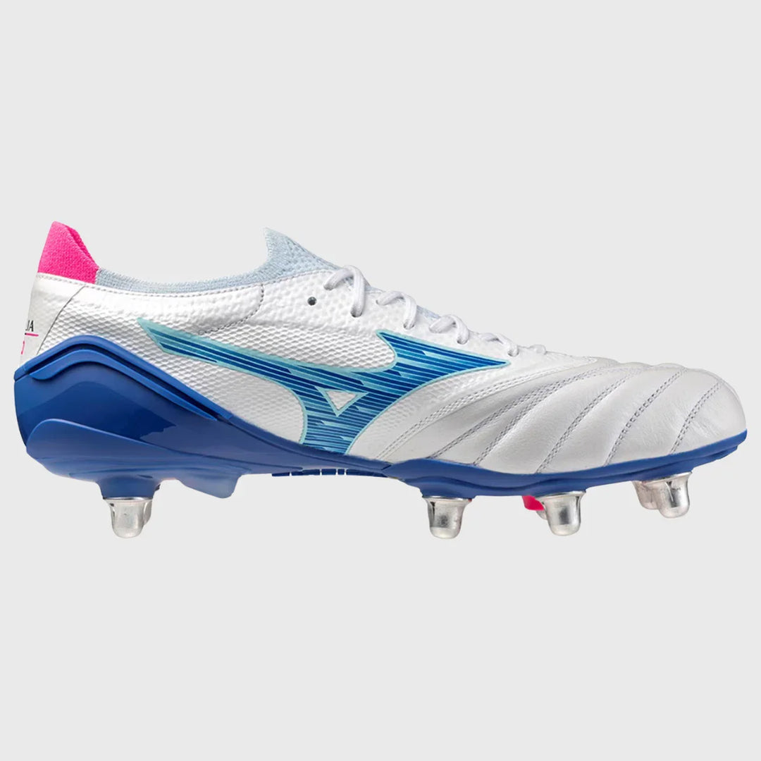 Mizuno Morelia Neo IV Beta Elite SI Rugby Boots White/Blue/Pink ...