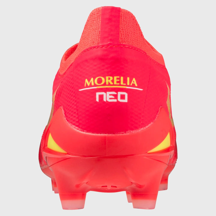 Mizuno Morelia Neo IV Beta Elite MD Rugby Boots Fiery Coral - Rugbystuff.com