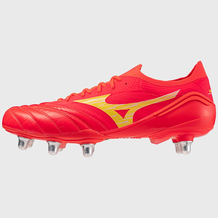 Mizuno Morelia Neo IV Beta Elite SI Rugby Boots Fiery Coral - Rugbystuff.com