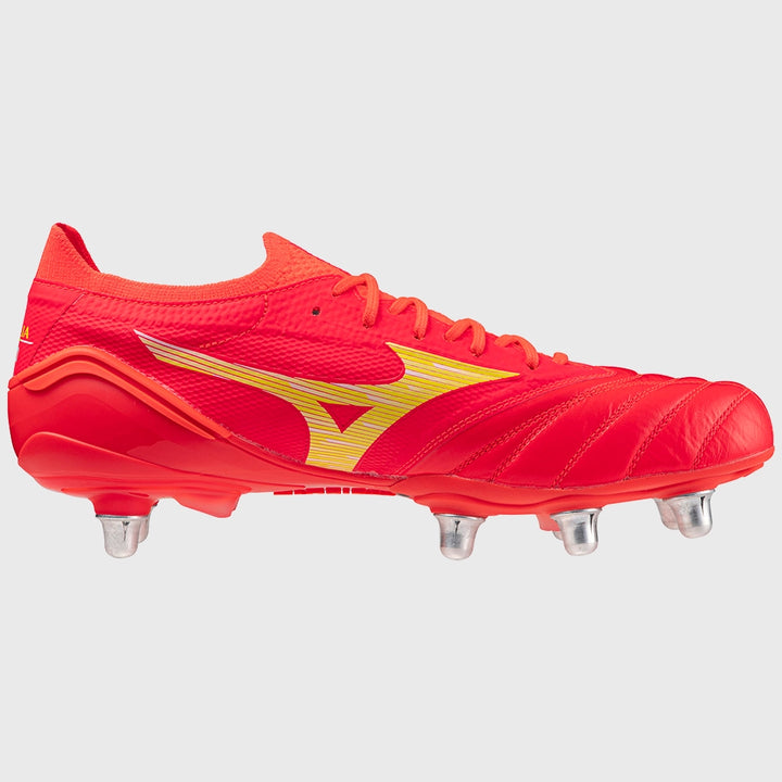 Mizuno Morelia Neo IV Beta Elite SI Rugby Boots Fiery Coral - Rugbystuff.com