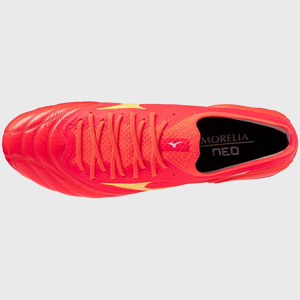 Mizuno Morelia Neo IV Beta Elite SI Rugby Boots Fiery Coral - Rugbystuff.com