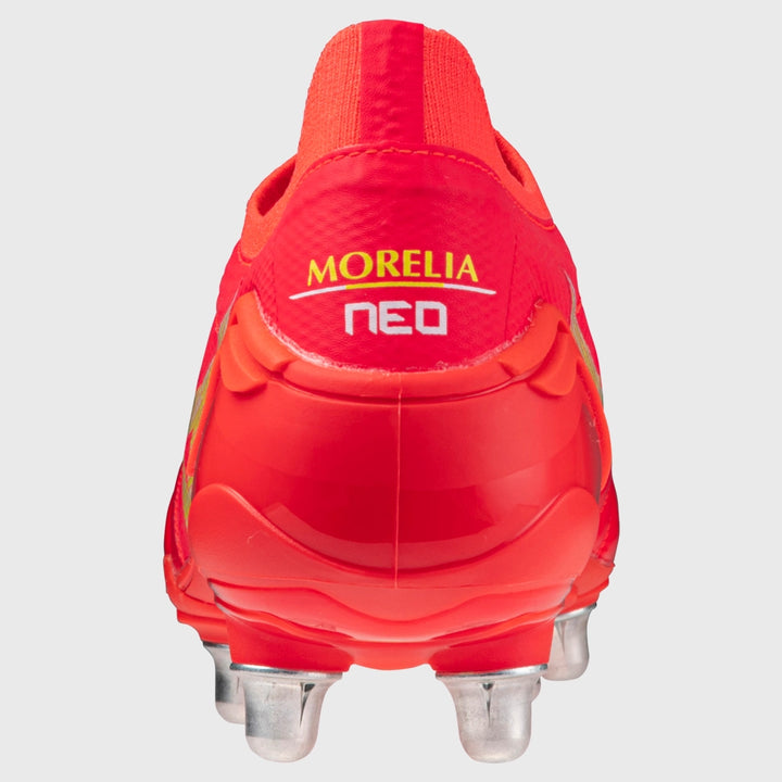 Mizuno Morelia Neo IV Beta Elite SI Rugby Boots Fiery Coral - Rugbystuff.com