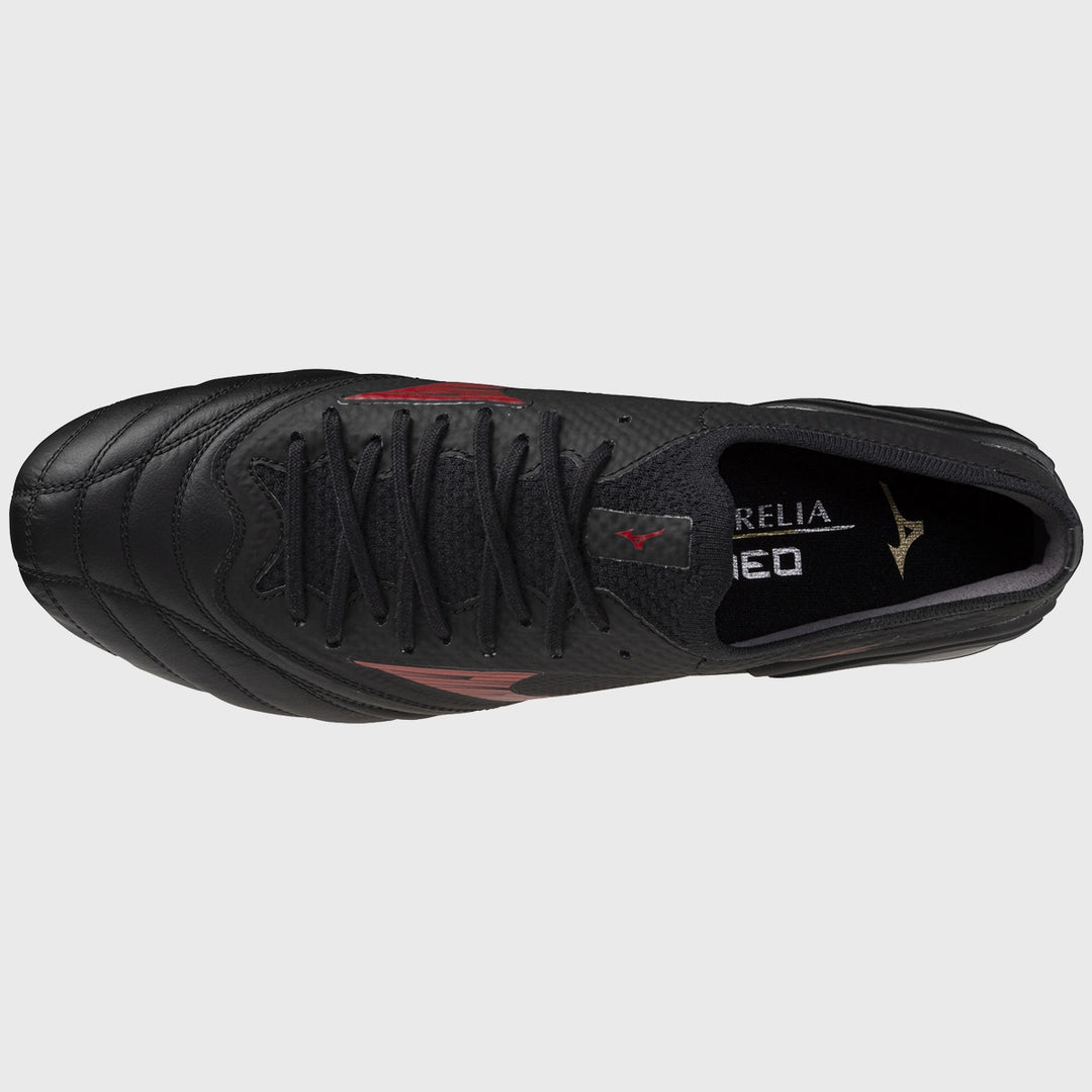Mizuno Morelia Neo IV Beta Elite SI Rugby Boots Black/Red - Rugbystuff.com