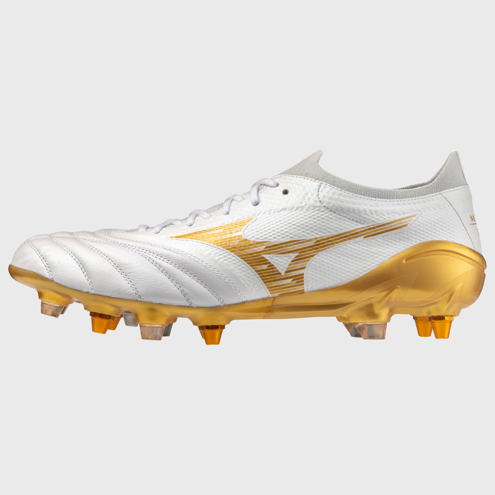 Mizuno Morelia Neo IV Beta Elite Mix Rugby Boots White/Gold