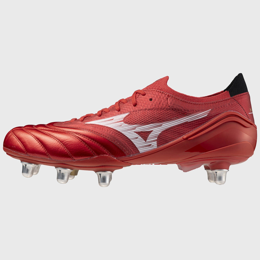 Mizuno Morelia Neo IV Beta Elite SI Rugby Boots Ruby Red - Rugbystuff.com