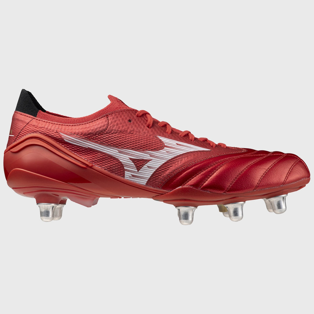 Mizuno Morelia Neo IV Beta Elite SI Rugby Boots Ruby Red - Rugbystuff.com