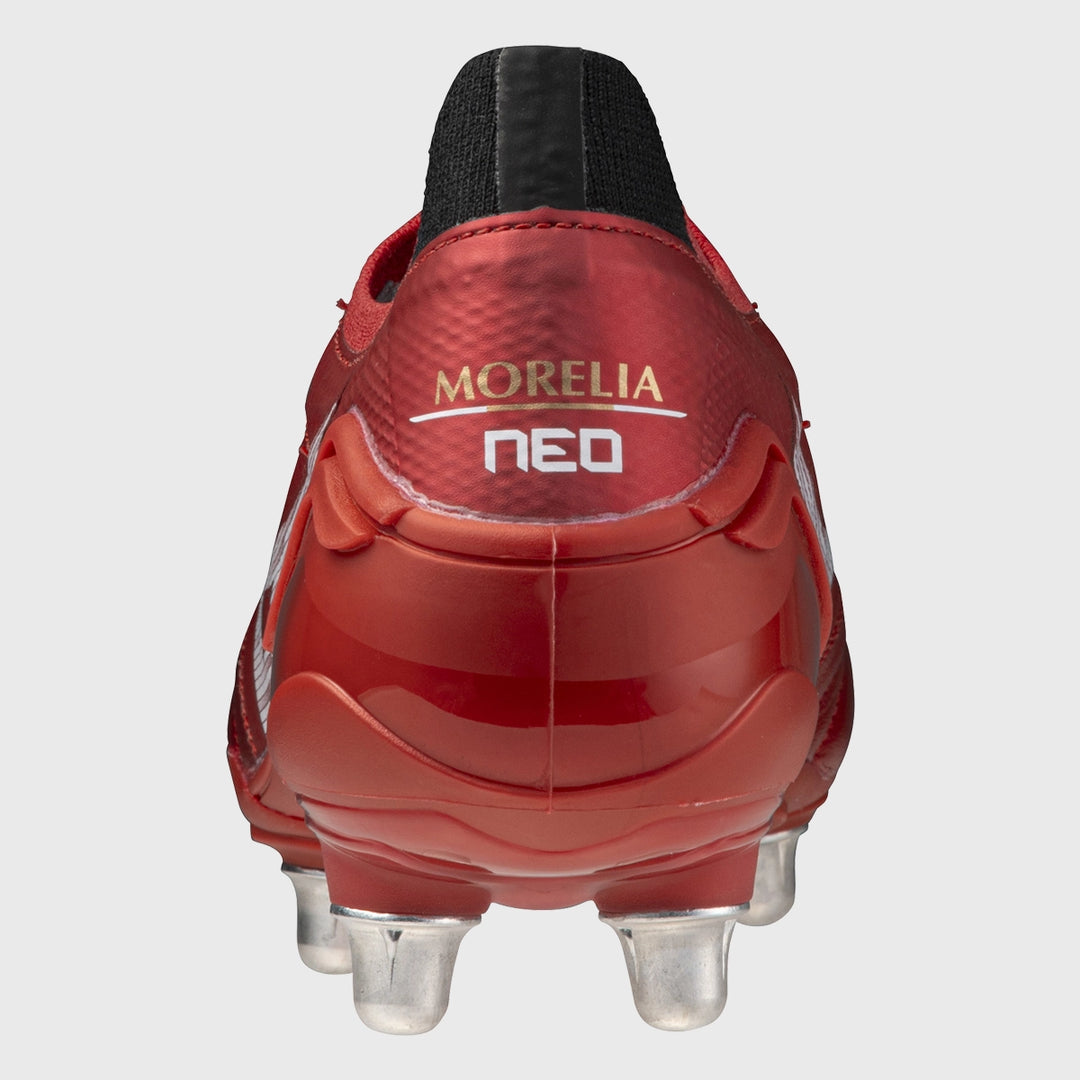 Mizuno Morelia Neo IV Beta Elite SI Rugby Boots Ruby Red - Rugbystuff.com