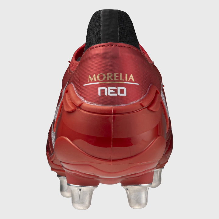Mizuno Morelia Neo IV Beta Elite SI Rugby Boots Ruby Red - Rugbystuff.com