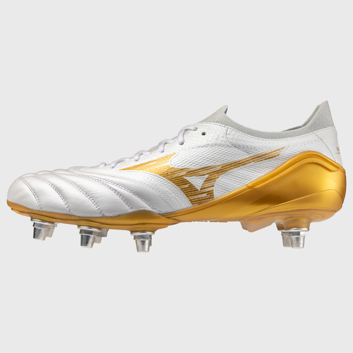 Mizuno Morelia Neo IV Beta Elite SI Rugby Boots White/Gold