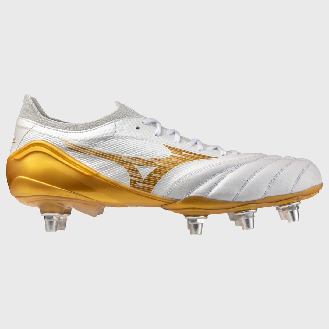 Mizuno Morelia Neo IV Beta Elite SI Rugby Boots White/Gold