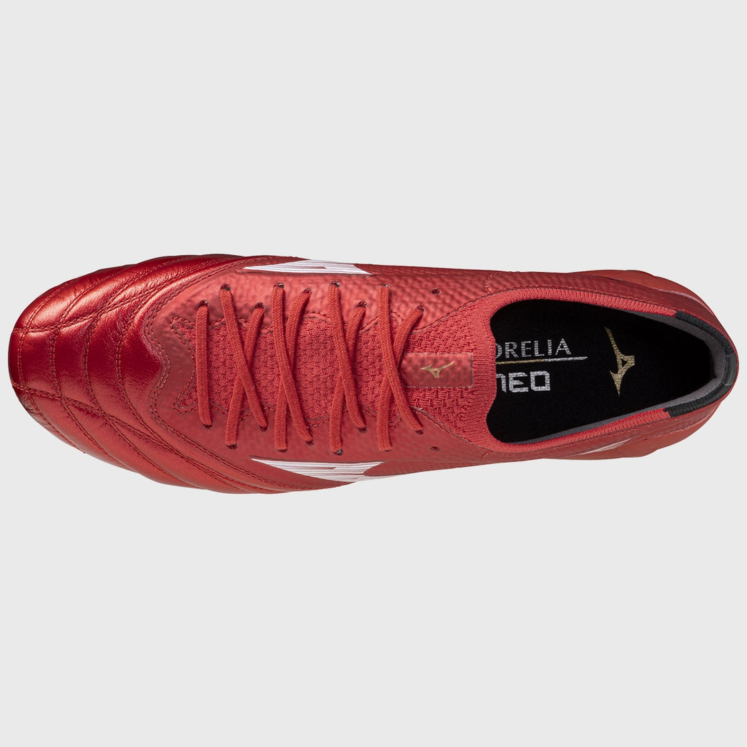 Mizuno Morelia Neo IV Beta Elite MD Rugby Boots Ruby Red - Rugbystuff.com
