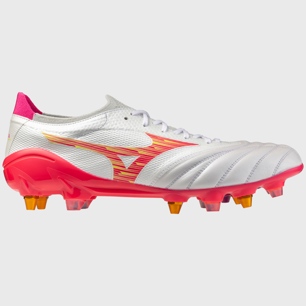 Mizuno Morelia Neo IV Beta Elite Mix Rugby Boots White/Pink Tetra - Rugbystuff.com