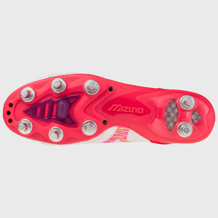 Mizuno Morelia Neo IV Beta Elite SI Rugby Boots White/Pink Tetra - Rugbystuff.com
