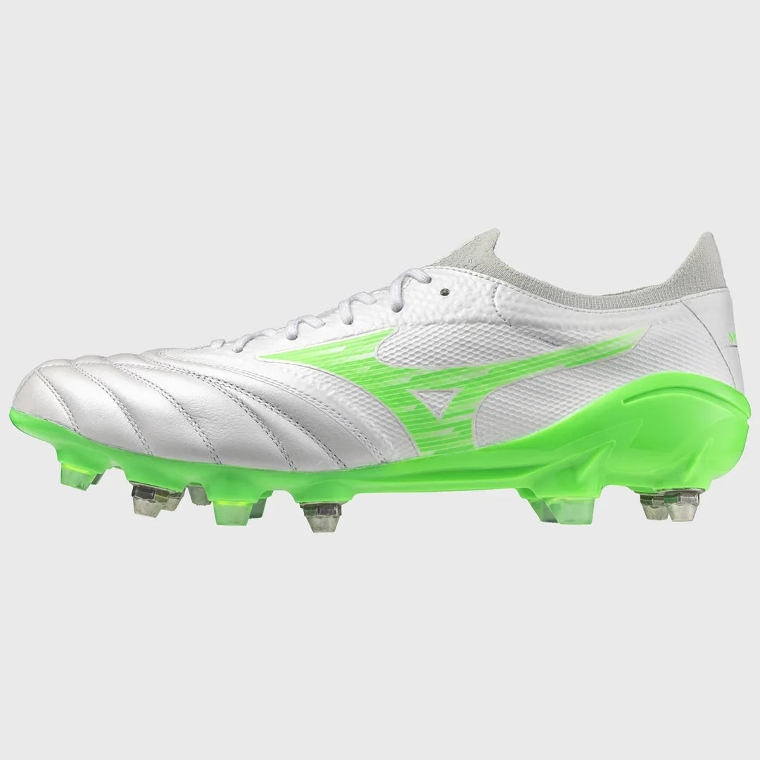 Mizuno Morelia Neo IV Beta Elite Mix Rugby Boots White Neon Green