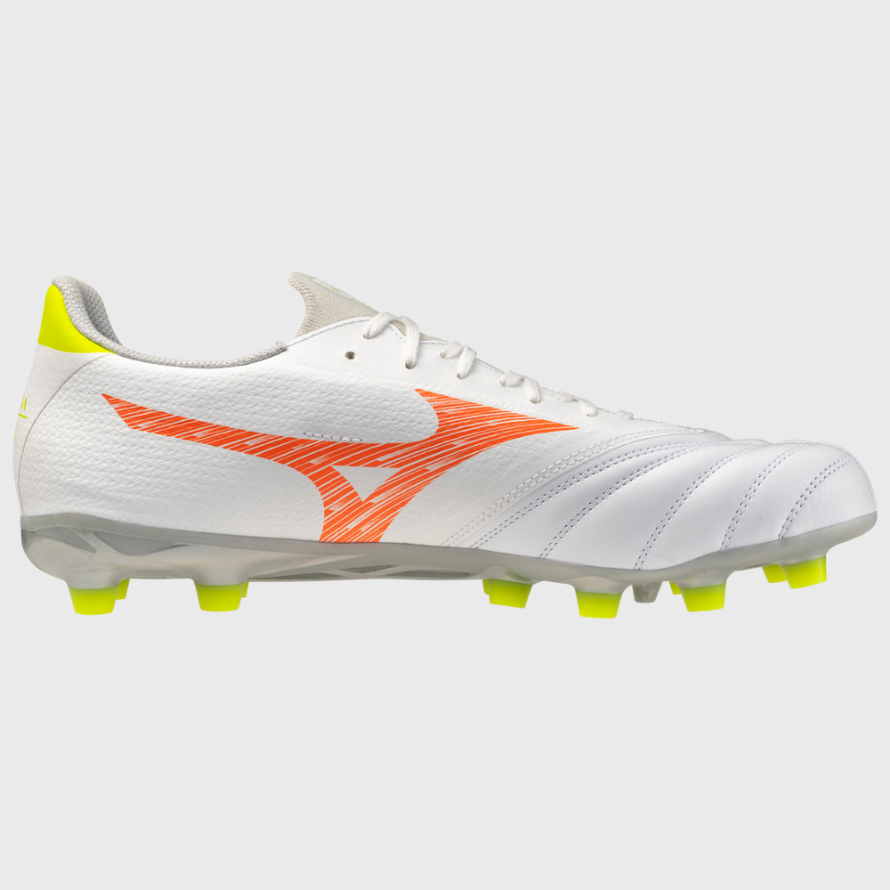 Mizuno Morelia Neo V Beta Select MD Rugby Boots White/Lava Orange/Evening Primrose - Rugbystuff.com
