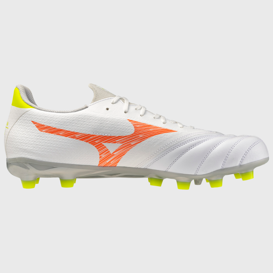 Mizuno Morelia Neo V Beta Select MD Rugby Boots White/Lava Orange/Evening Primrose - Rugbystuff.com