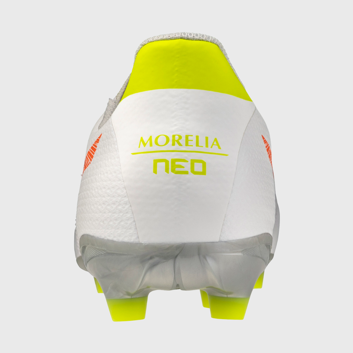 Mizuno Morelia Neo V Beta Select MD Rugby Boots White/Lava Orange/Evening Primrose - Rugbystuff.com
