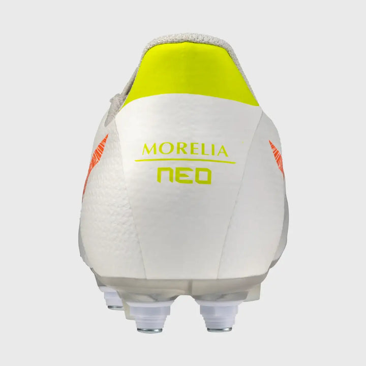 Mizuno Morelia Neo V Beta Select Mix Rugby Boots White/Lava Orange/Evening Primrose - Rugbystuff.com