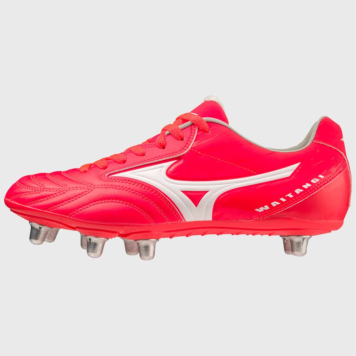 Mizuno Waitangi PS Rugby Boots Fiery Coral Red - Rugbystuff.com