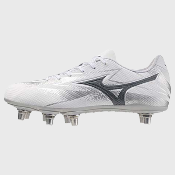 Mizuno Waitangi Pro Rugby Boots White/Metallic Grey - Rugbystuff.com